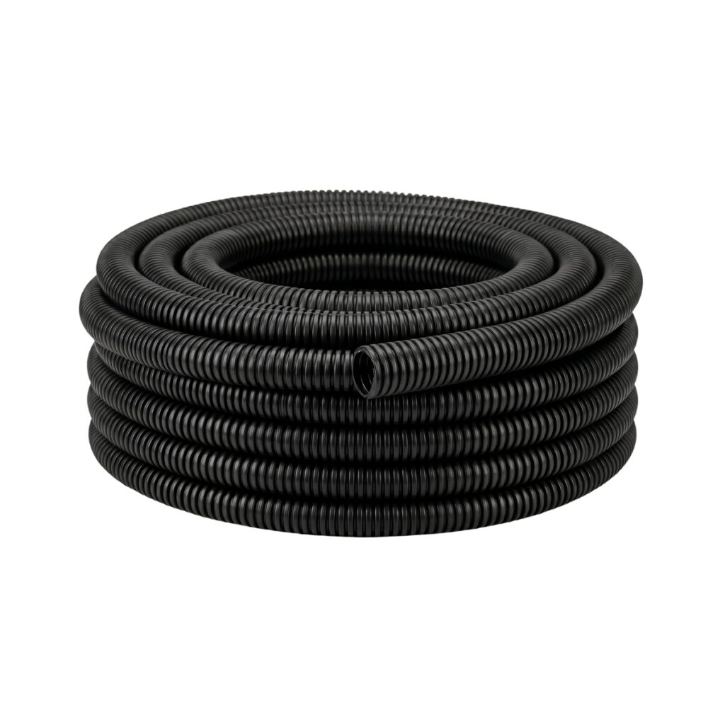 Duto Conduíte Corrugado (Eletroduto) 1" com Guia, Preto, Rolo de 25m